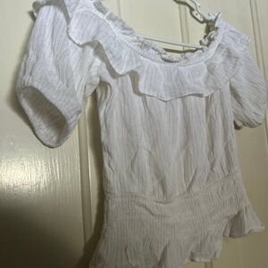 Express White Ruffled Blouse